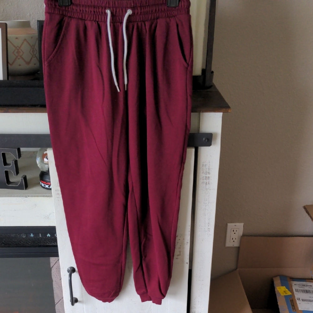 Old Navy Maroon Ribbed Waistband Pants